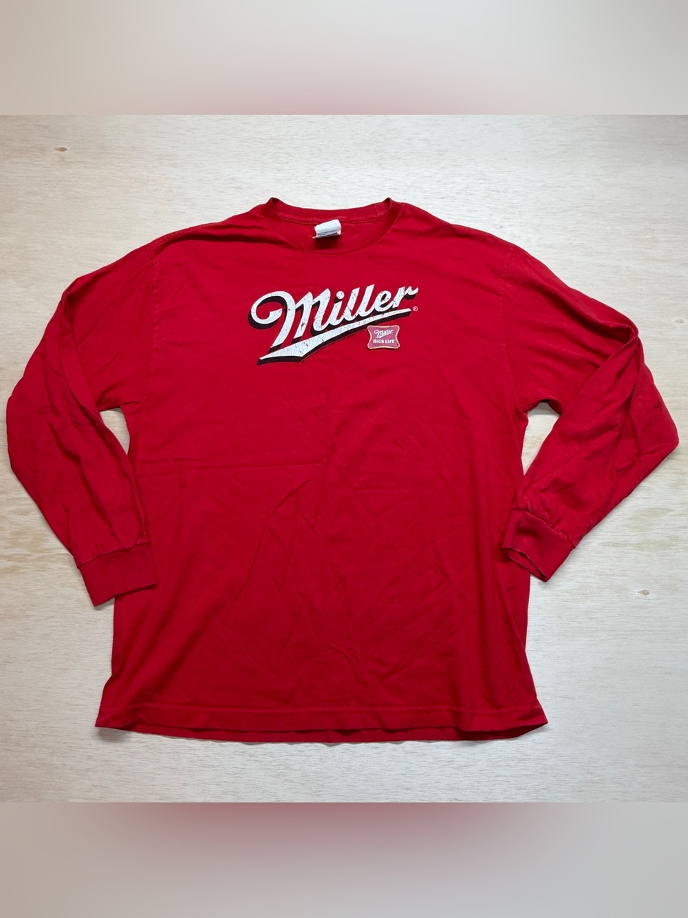 Vintage 2004 Miller High Life Long Sleeve Shirt Mens XL Red Beer Promo Alstyle
I